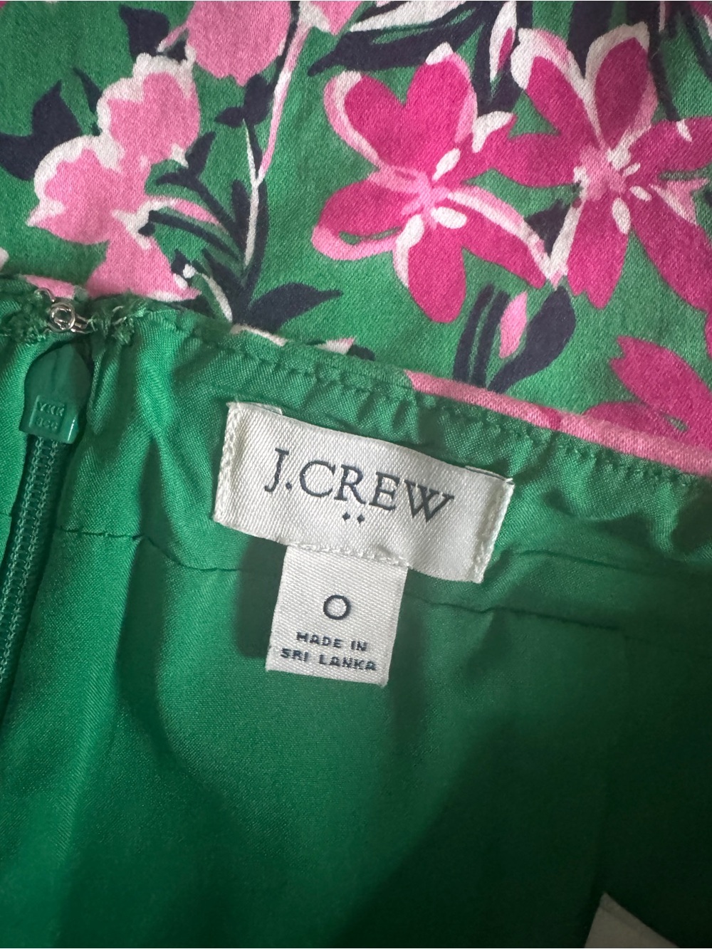 J. Crew Sateen Green Floral Pencil Skirt with Pink Blooms - Picture 4 of 6